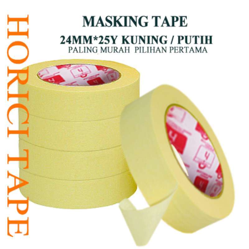 Jual Isolasi Kertas HORICI Masking tape 24mm*25Y perekat kualitas bagus
