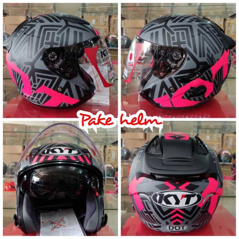 Promo HELM KYT GALAXY FLAT R NEON PINK FUXIA DOF KYT HALF FACE DOUBLE