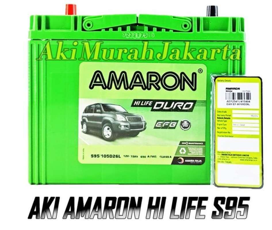 Jual Aki Mobil Toyota Innova Diesel S95 105D26L Amaron Hi-Life Duro 12V
