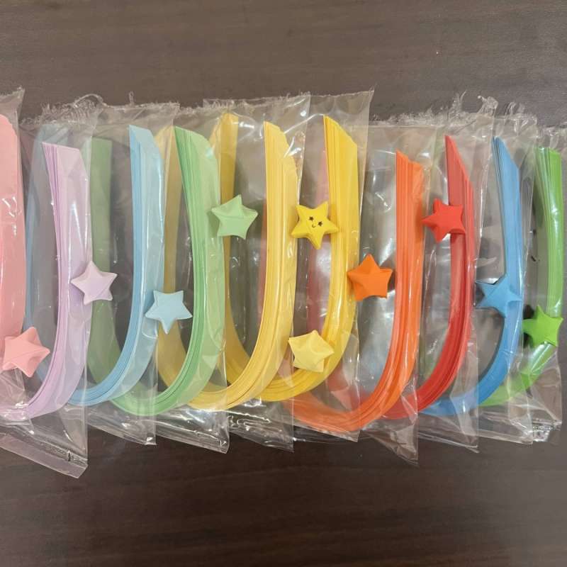 Jual Kertas Bintang Origami Star Paper Lipat Motif Warna Warni Varian