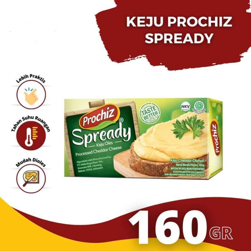 Jual CHEDDAR CHEESE OLESAN PROCHIZ SPREADY 160GR KEJU CEDAR SPREAD