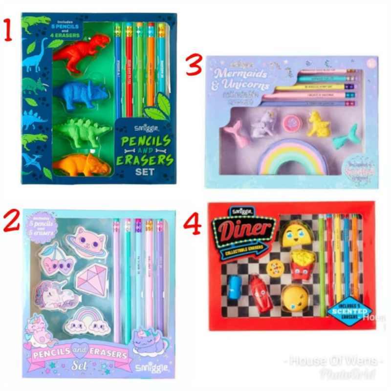 Jual Smiggle Pencil And Eraser Set Gift Box Pensil Dan Penghapus