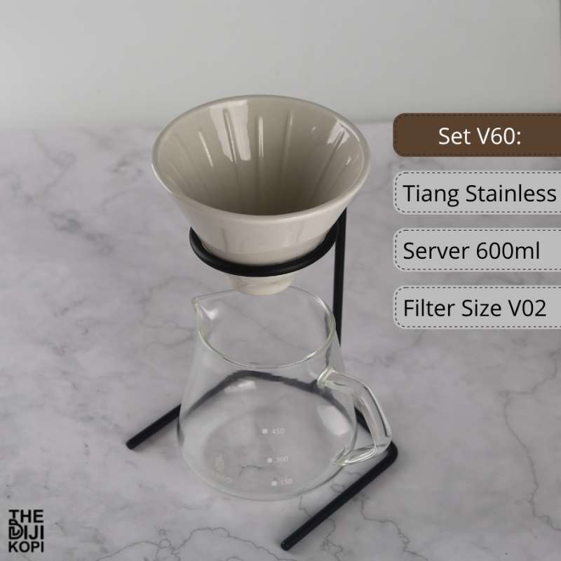 Jual SET V60 POUR OVER METAL STAND DRIPPER TERMASUK FILTER DAN SERVER