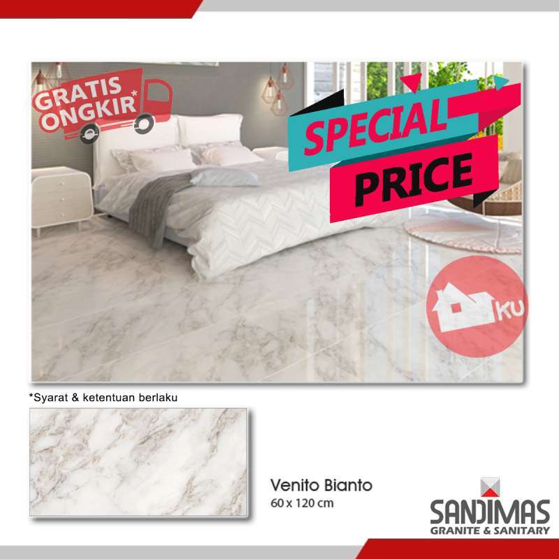 Jual LANTAI GRANIT SANDIMAS VENITO BIANCO 60X120 1dus isi 2pcs= 1,44m2