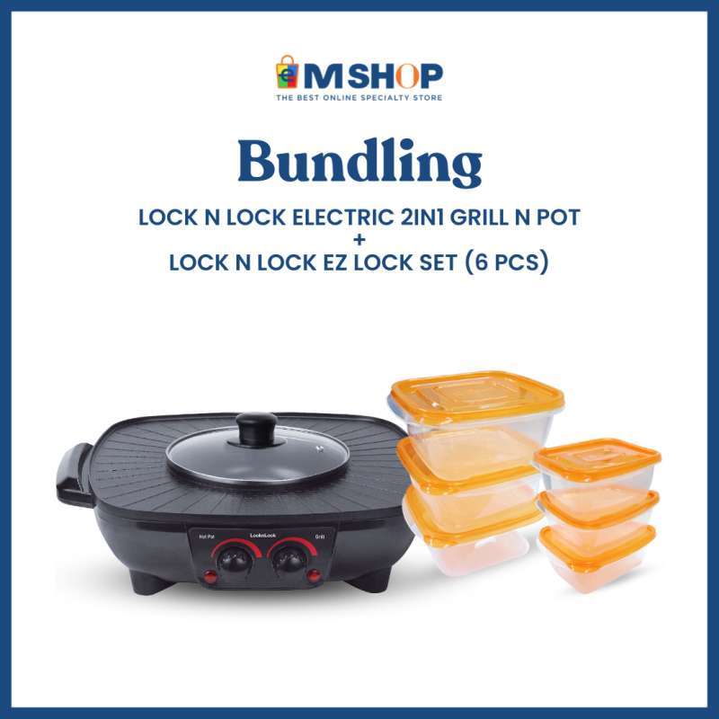 Jual Lock N Lock Electric 2in1 Grill N Pot + Lock N Lock Ez Lock Set (6