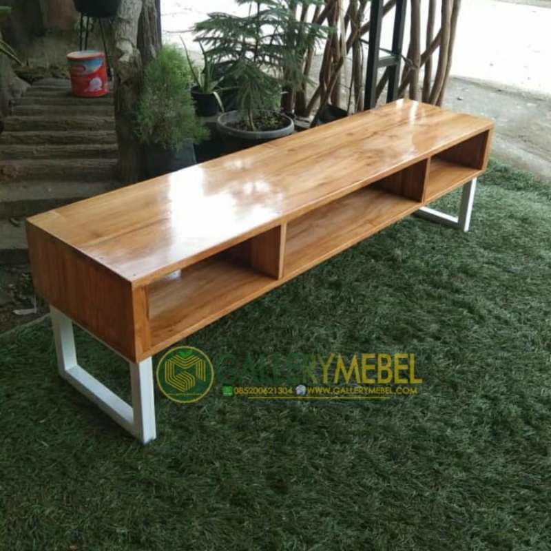 Jual Meja Tv Minimalis Retro Scandinavian / Tv Jati Kaki Besi