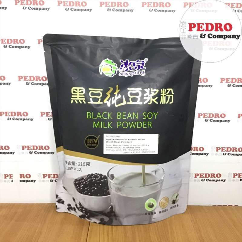 Jual Soyspring black bean soy milk powder 216 gram 12 sachet kedelai