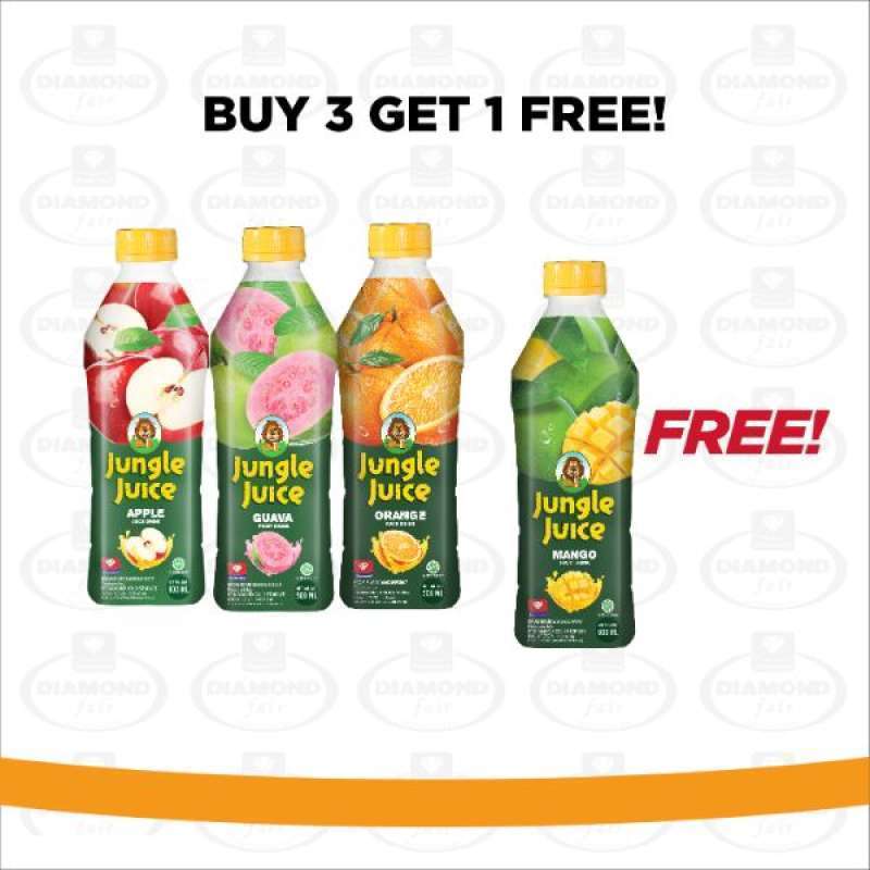 Jual JUNGLE JUICE APPLE 500 ML, ORANGE, GUAVA (FREE MANGO) di Seller
