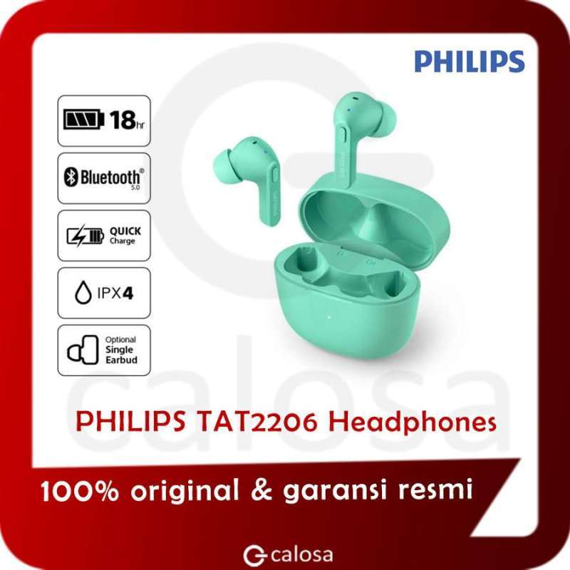 Jual PHILIPS TAT2206 Black TWS True Wireless Sport Headphones / TAT ...