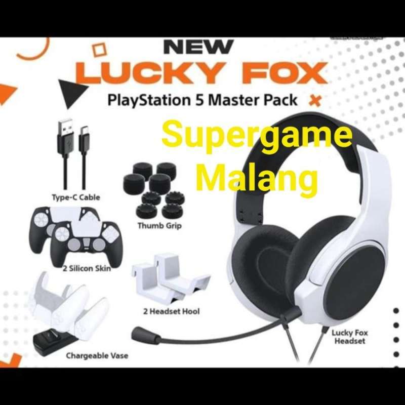 Jual Master Pak PS5 Lucky Fox Headset Stik Silicon Skin Kabel Charger