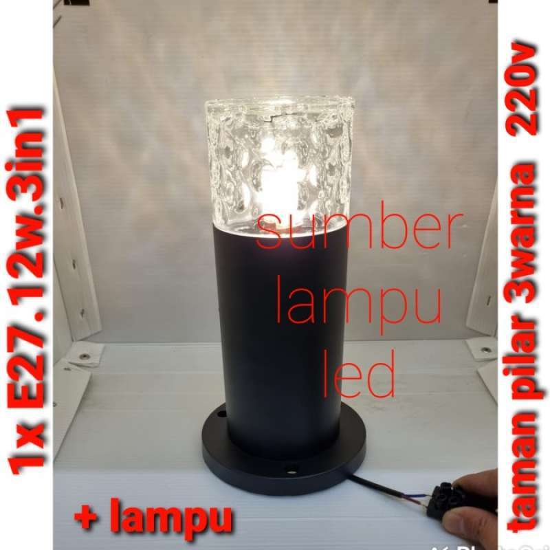 Promo lampu pilar pagar minimalis e27 hias taman outdoor E27 segi kotak