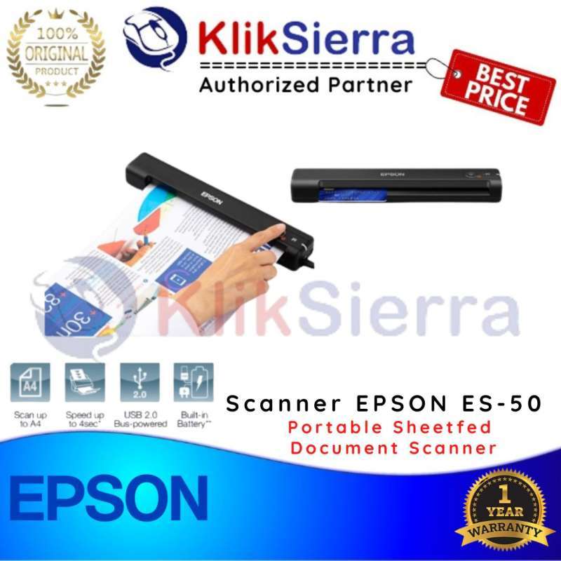 Jual Scanner Epson Workforce Es50 Portable Sheetfed Es50 Resmi Di