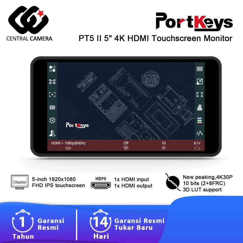 Portkeys PT5 II 5 Inch Touch Screen Camera Monitor – UHD 4K HDMI, 500nit Brightness, 3D LUT, Field Monitor For DSLR & Video