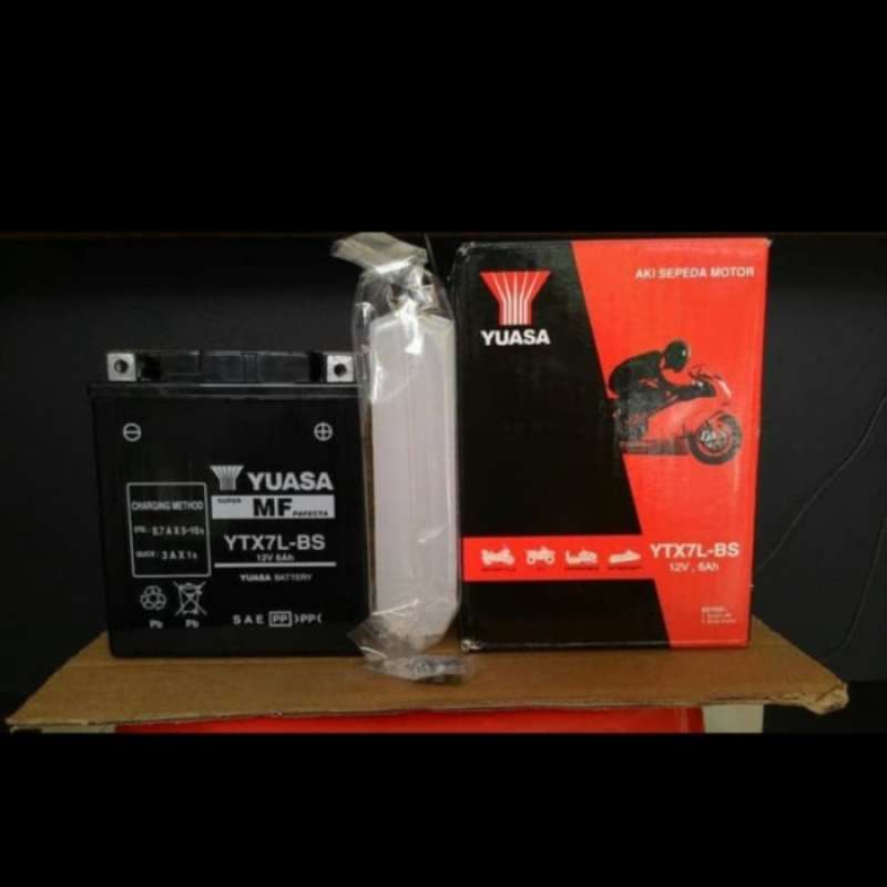 Promo Aki Motor Kawasaki W175 YUASA YTX7L-BS ORIGINAL 12V 6AH Diskon 23