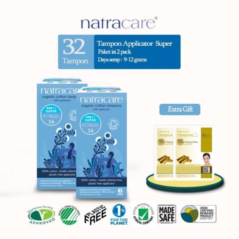 Promo NATRACARE Organic Cotton Super Tampons with Applicator 16s (2