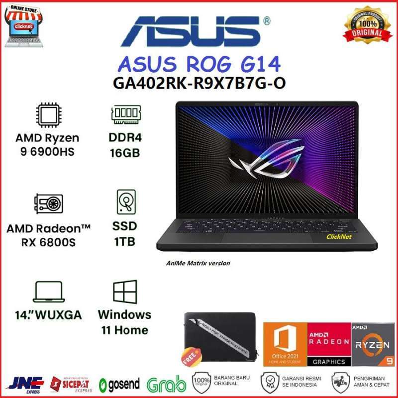 Carte Mère ASUS GA402RK Pour Portable - AMD Ryzen 9 6900HS, 16Go, Ref 90NR09U0-R00112