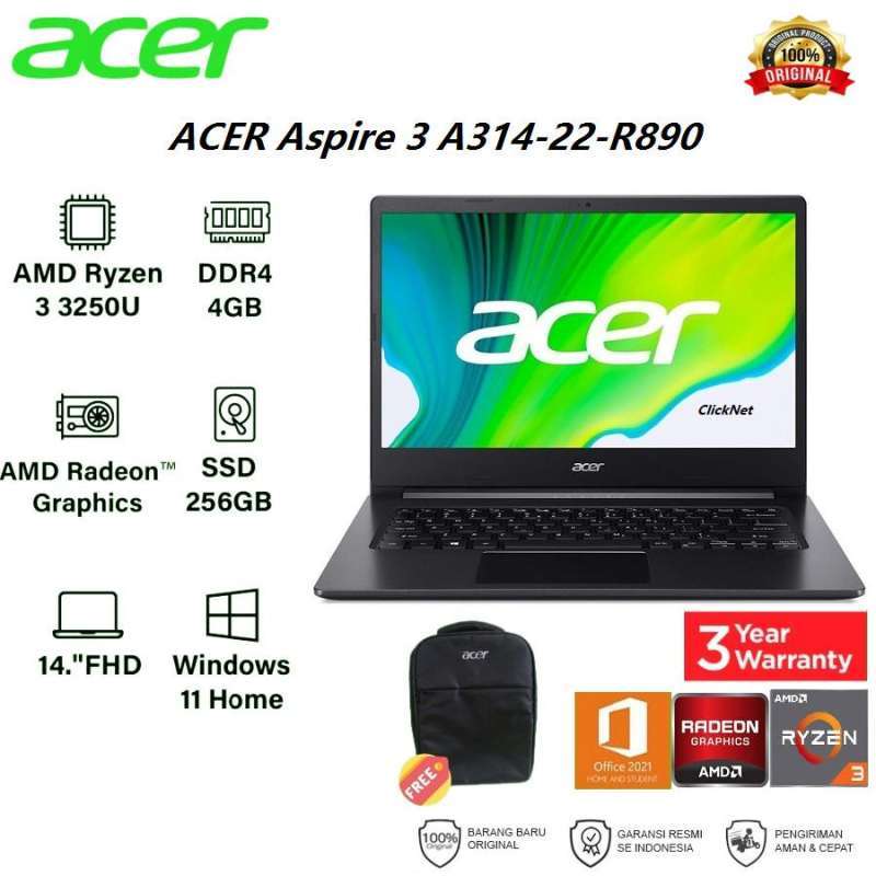 Jual Acer Aspire 3 A314-22-r890 Amd Ryzen 3-3250u 4gb 256gb Ssd Win11 ...