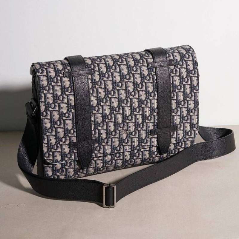 Jual Christian Dior Oblique Jacquard Flap Messenger Bag in Deep Blue di