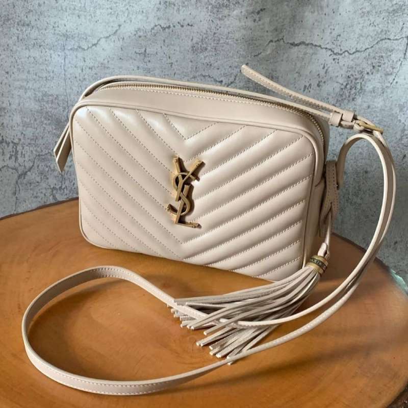 Jual Yves Saint Laurent monogram lou camera bag in dark beige di Seller