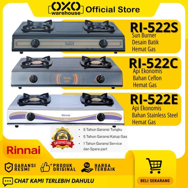Promo Rinnai Kompor Gas Ri522 S E C 2 Tungku Anti Karat Garansi Resmi