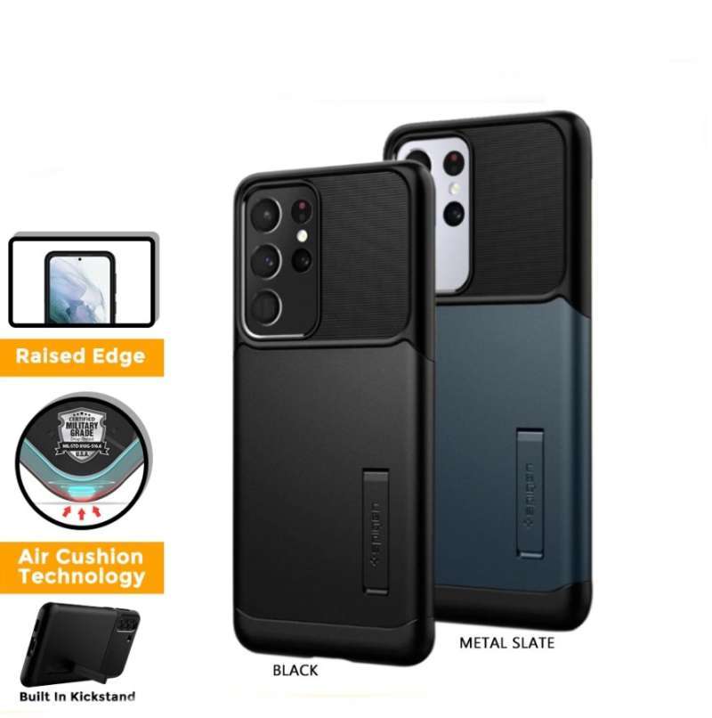 Jual Case Samsung Galaxy S21 Ultra Plus Spigen Slim Armor Stand Casing Black S21 Ultra di