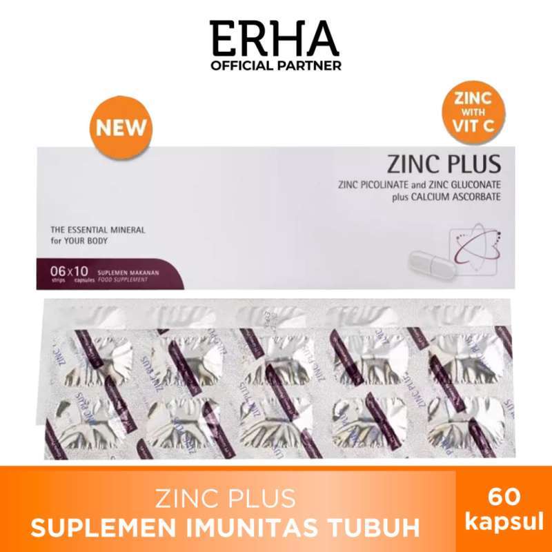 Jual ERHA ZINC PLUS ZINC PICOLINATE 50MG GLUCINATE 50MG VITAMIN C 90MG MENJAGA KESEHATAN KULIT