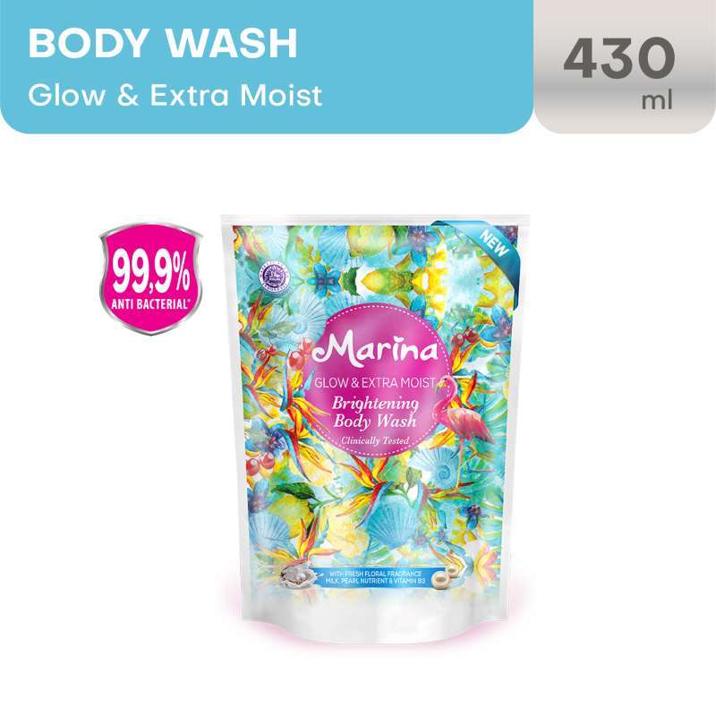 Jual Marina Brightening Body Wash Refill 430ML Glow & Extra Moist di