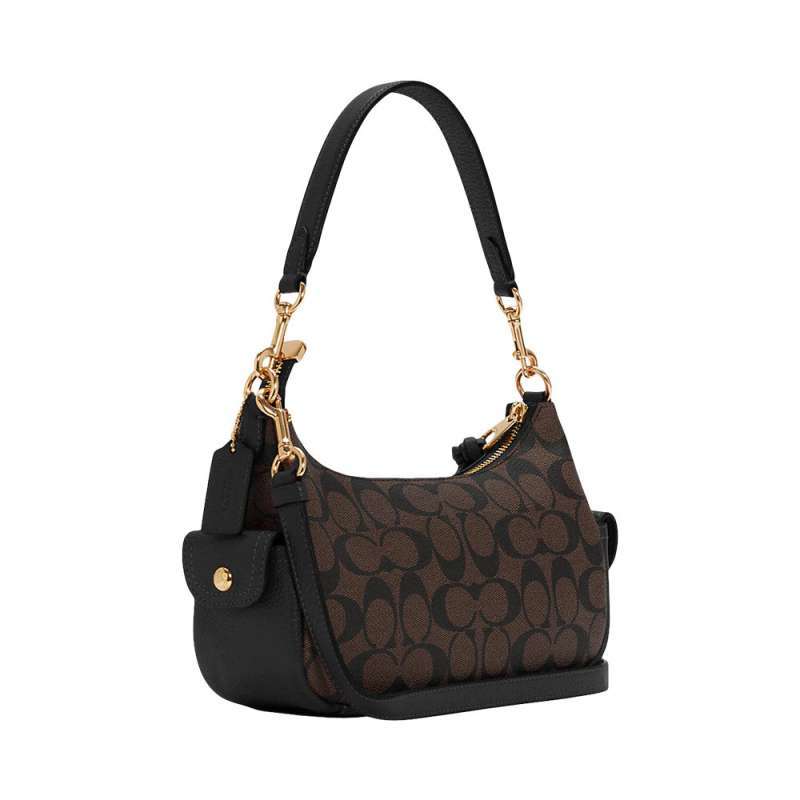 Jual Coach Pennie Shoulder Bag 25 in Signature Canvas Brown/Black di