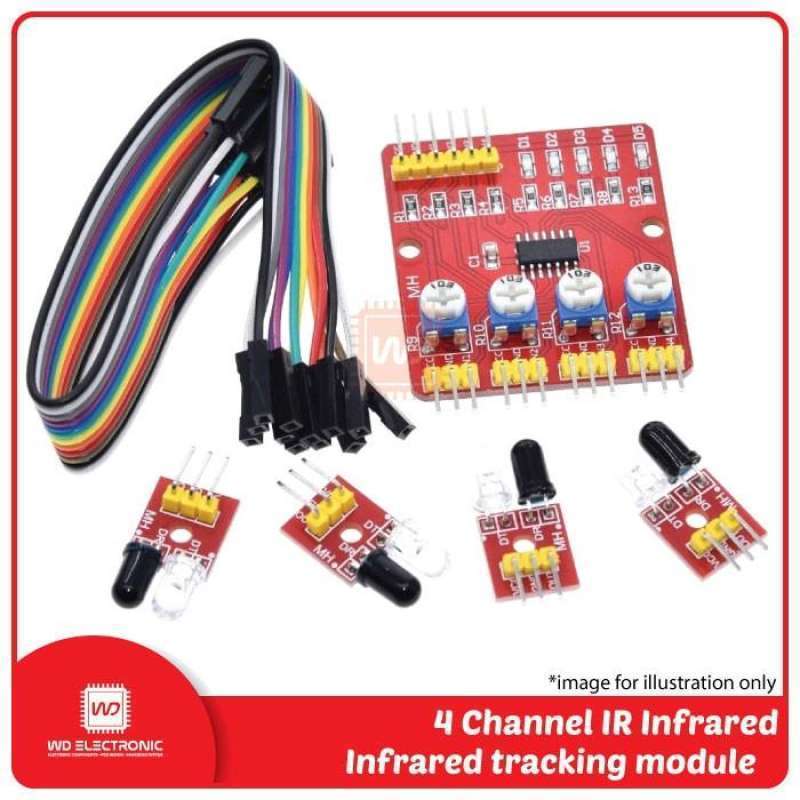 Jual 4 Channel Ir Infrared Tracking Module 4 Infrared Avoidance Sensor ...
