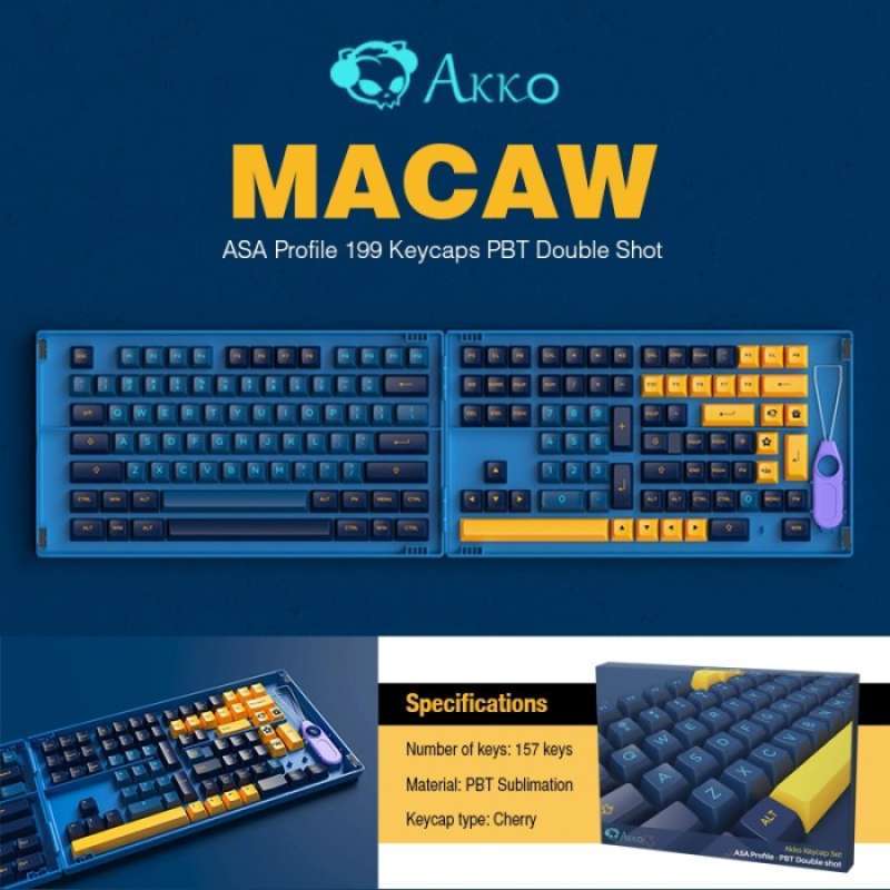 Promo Akko Macaw Asa Profile 199 Keycaps Pbt Double Shot - Keycaps ...
