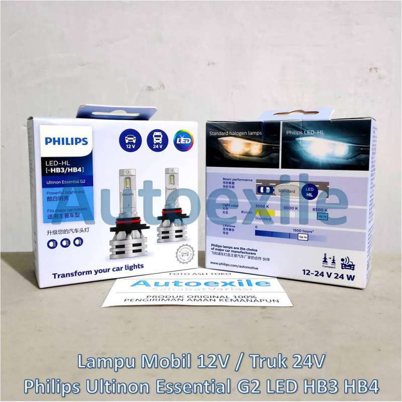 Philips Ultinon Essential G2 LED Headlight Bulbs - 6500K Cool White, Multiple Fitments (H1, H4, H7, Etc.)