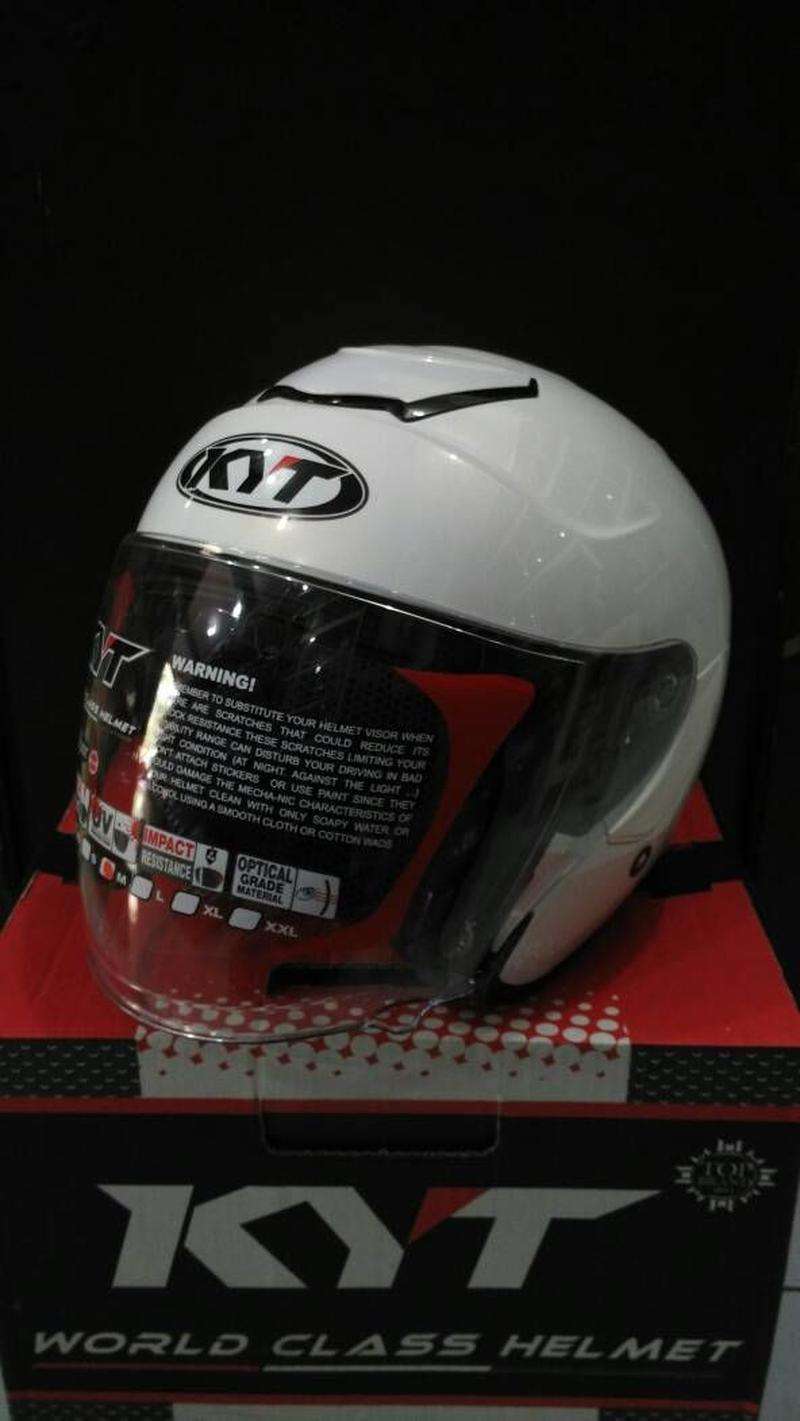 Jual Helm KYT Kyoto White Half Face Full Visor Putih Halface di Seller