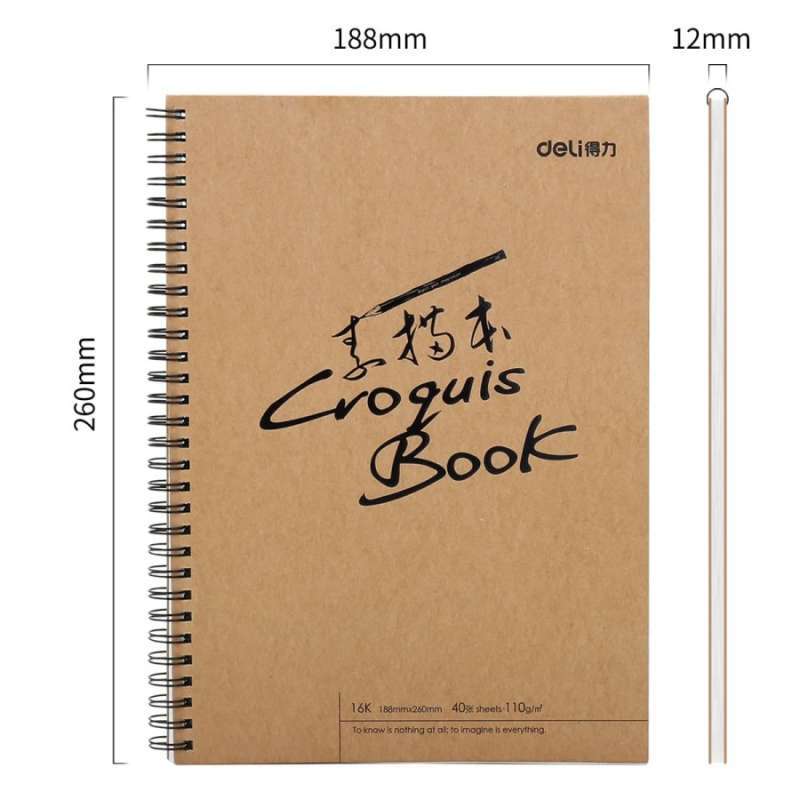 Jual Sketch Book Deli B5 40 Lembar Kraft Paper Vertikal 73601 Di