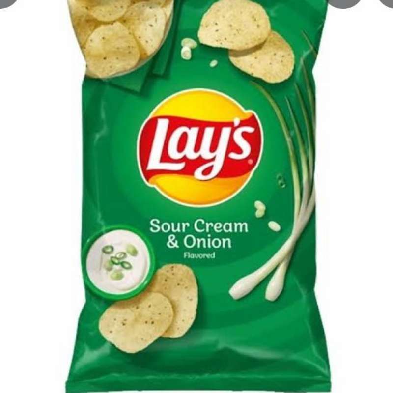 Jual lays sour cream onion flavour 184 gr/keripik kentang di Seller