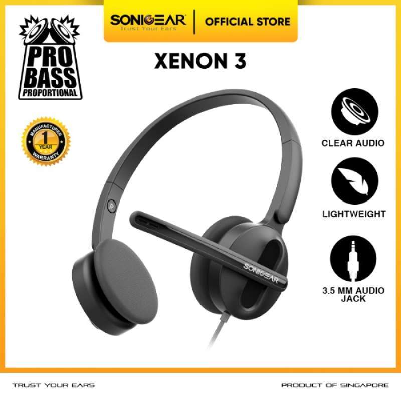Promo Headset Microphone SonicGear Xenon 3 Headphone Office Sekolah