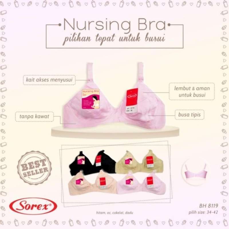 Jual Sorex Nursing Bra 8119 BH Menyusui Busa Tipis Tanpa Kawat Setara