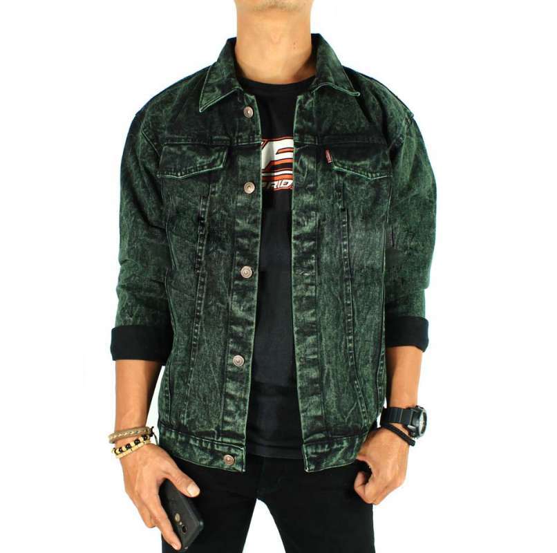 Jual Jaket Jeans Pria Wanita Sandwash Levis Ukuran L XL Green Model