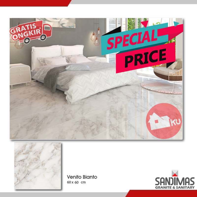 Jual Lantai Granit Sandimas Venito Bianco 60x60 1dus Isi 4pcs =1,44m2