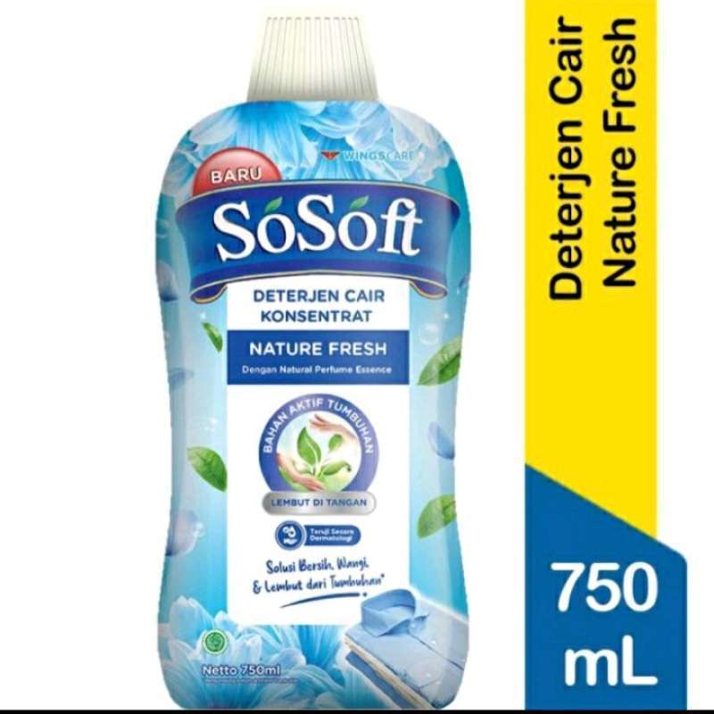 Jual SoSoft Deterjen Cair Konsentrat 750Ml So Soft 750 Ml detergent di