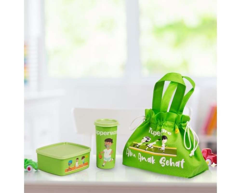Jual TERJAMIN Lunch Box Set Tempat Makan Set Anak Tupperware / Tas Kids