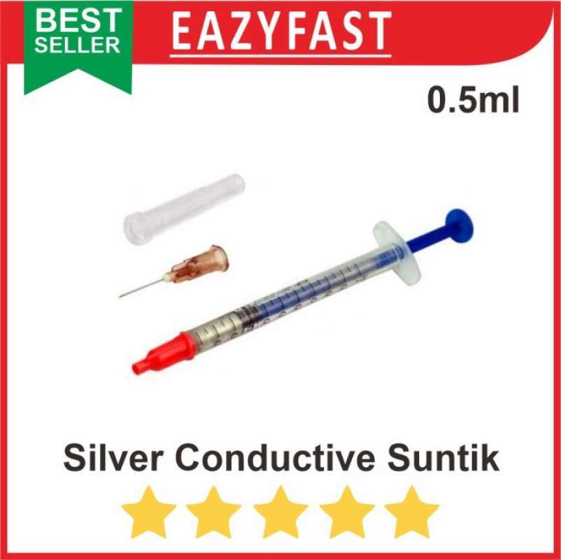 Jual Silver Conductive Suntik 0.5ml Paint Glue Tinta Listrik Jalur PCB
