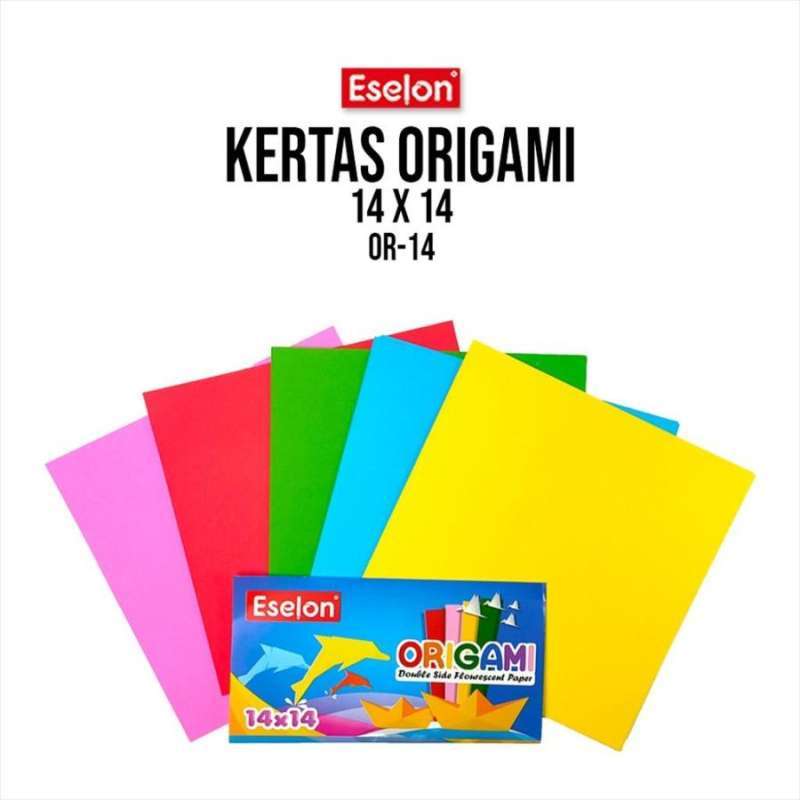 Jual Kertas Origami 2 SISI WARNA / Kertas lipat Warna ESELON 14*14 di