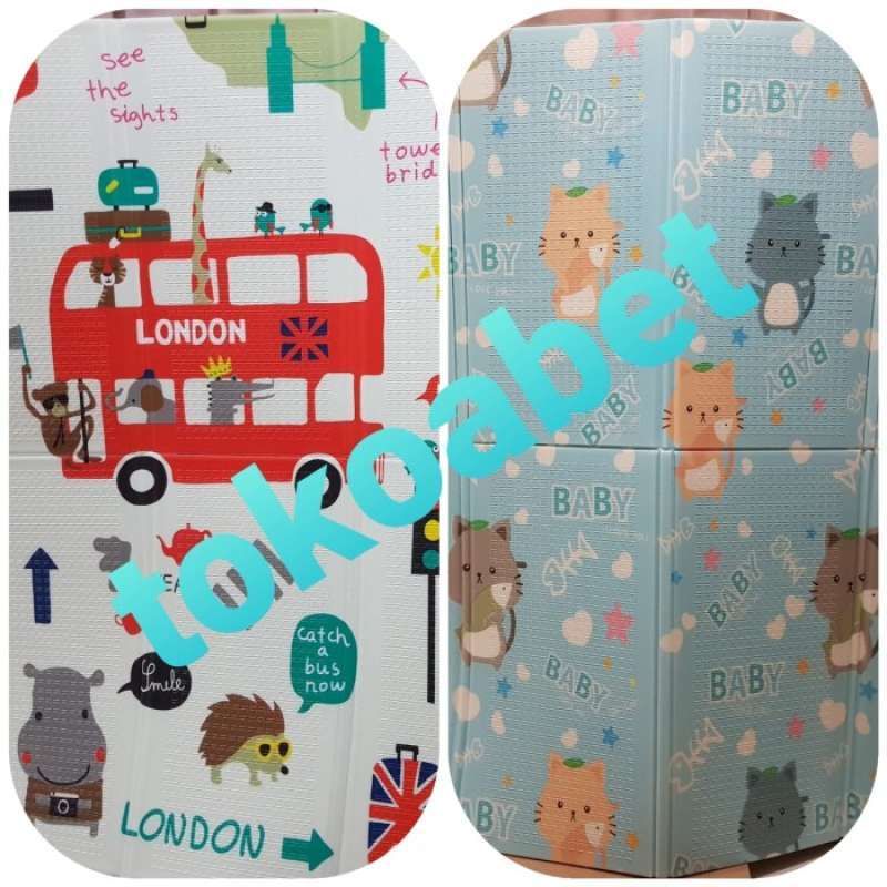 Jual PLAYMAT LONDON BUS/BABY CAT BRIGHT CROWN/PLAYMAT ANAK LIPAT