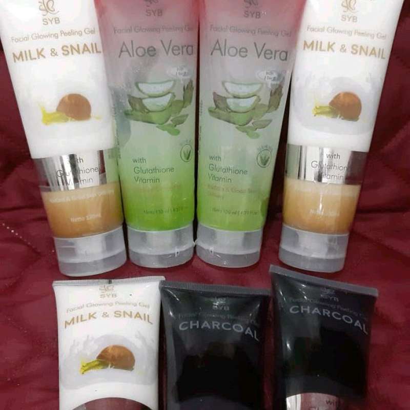 Jual SYB Facial Glowing Peeling Gel Aloe Vera Milk & Snail Charcoal