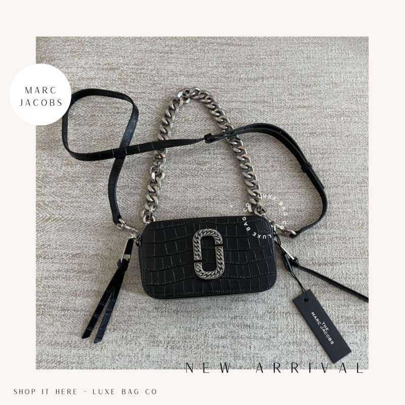 Promo Marc Jacobs The Croco Embossed Snapshot crossbody bag in Black