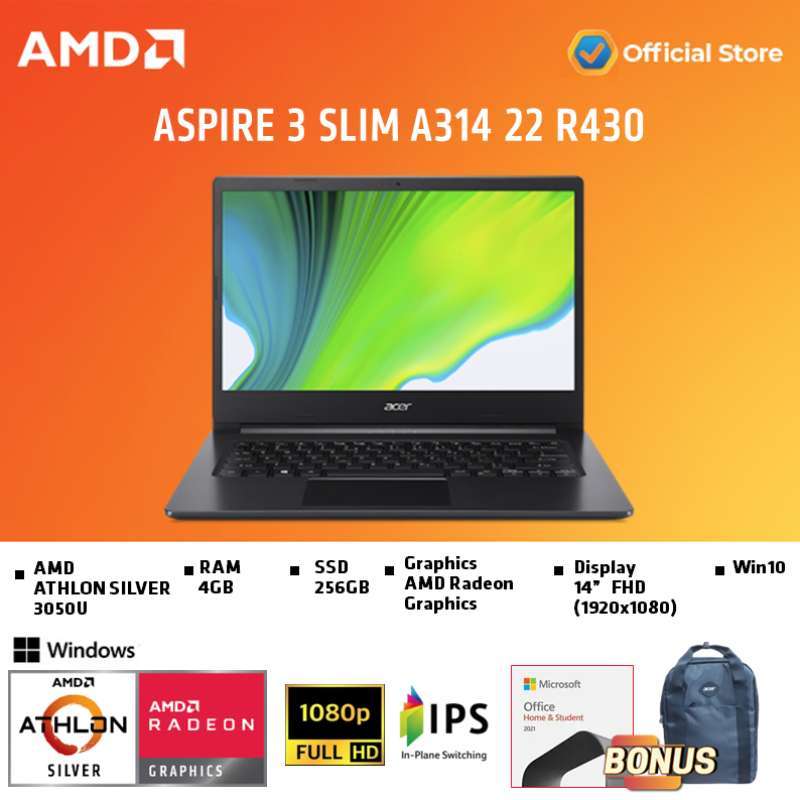 Jual ACER ASPIRE 3 SLIM A314 22 R430 - ATHLON SILVER 3050 4GB 256SSD ...