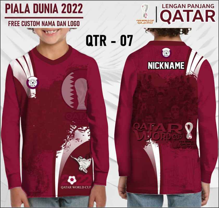 Promo Jersey piala dunia 2022 qatar baju bola anak timnas Qatar lengan
