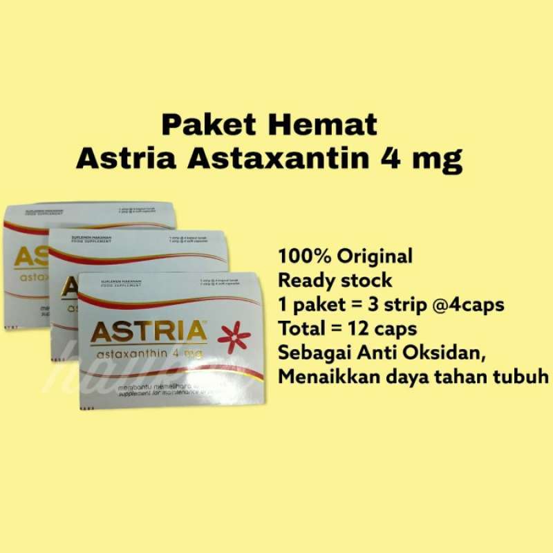 Promo Vitamin Astria Astaxanthin 4Mg Paket Hemat 3 Strip Total 12Caps ...