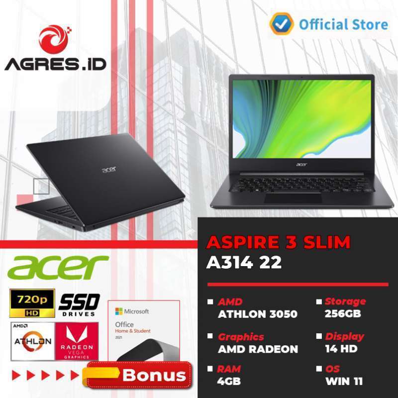 Jual ACER ASPIRE 3 SLIM A314 22 R430 - ATHLON SILVER 3050 4GB 256SSD ...