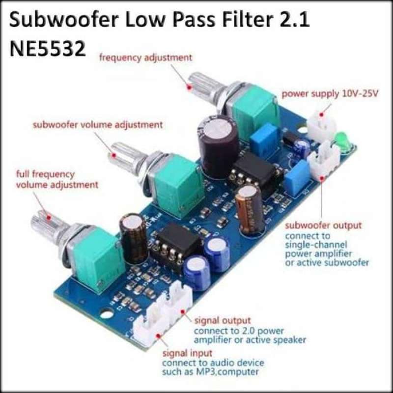 Jual Low Pass Filter 2.1 Channel Ne5532 Amplifier Subwoofer Lpf Di ...